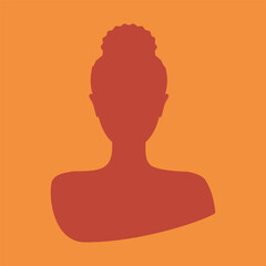 Avatar icon in flat style. Silhouette vector illustration on orange background.