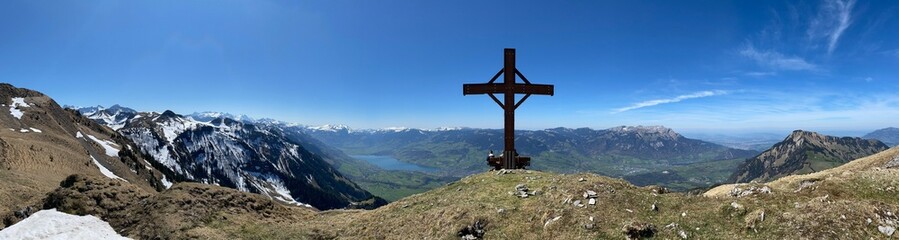 Top of Mountain - Swiss Alps with Cross