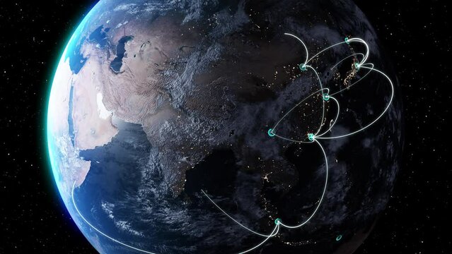 3D Earth Connections Global Technology. Woldwide Digital Network.from Tokyo,Japan