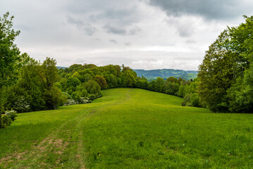 Springtime Bile Karpaty mountains bellow Kanur hill on czech - slovakian borders