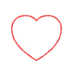 Red heart. Symbol love isolated on white background. Frames brush strokes. Grunge shape heart. Hand draw paint sketch. Drawing border outline. Romantic design. Hands drawn print. Vector illustration