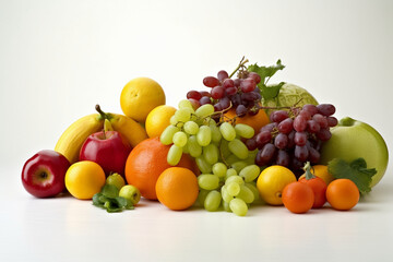 Naklejka na ściany i meble set of different fruits and vegetables on white background AI Generative