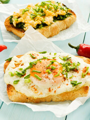 Egg toasts breakfast
