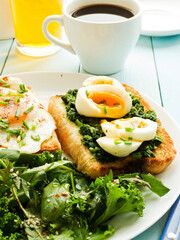 Egg toasts with salad