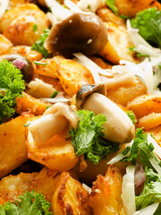 Baked potatoes with mushrooms