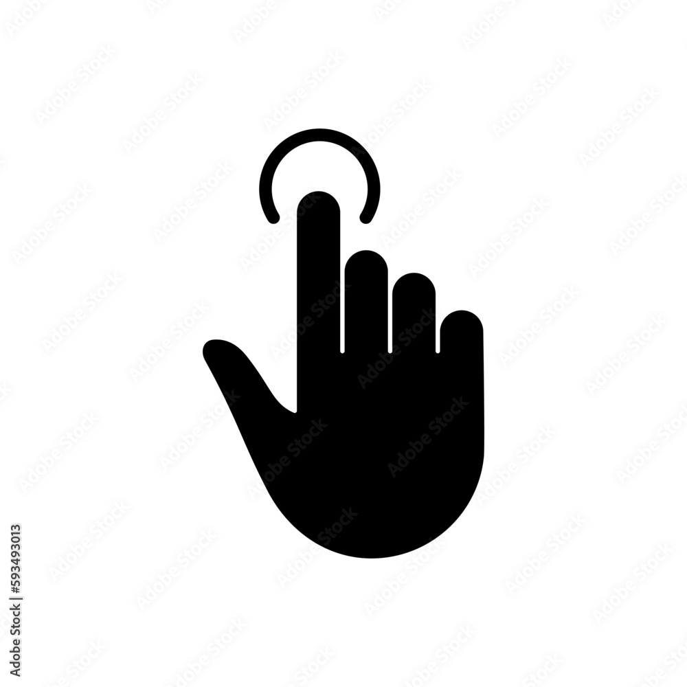 Poster click gesture, hand cursor of computer mouse black silhouette icon. pointer finger glyph pictogram. 