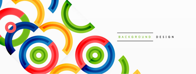 Fototapeta premium Circles are arranged in a grid pattern abstract background and feature a range of different colors, including shades of various colors. Template for wallpaper, banner, presentation, background