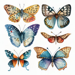 Obraz na płótnie Canvas butterfly set, watercolor style Generative AI