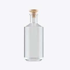 Clear Liquor Glass Bottle Mockup. 3D render