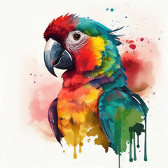 parrot watercolor style portrait Generative AI