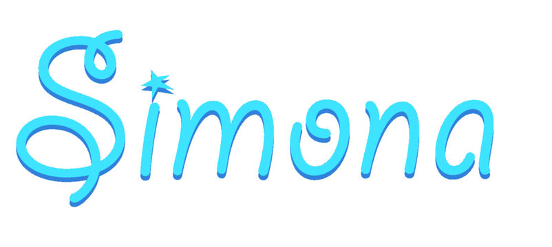 Simona - light blue color - female name - sparkles - ideal for websites, emails, presentations, greetings, banners, cards, books, t-shirt, sweatshirt, prints

