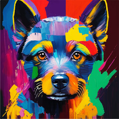 lancashire heeler dog head colorful painting art illustration