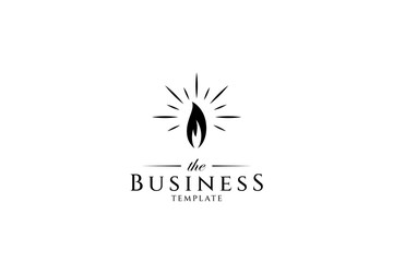 Glowing candle flame silhouette logo in flat design style