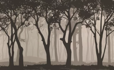 Foto op Aluminium Seamless background horizontal. Silhouette of the deciduous forest, vector illustration © kozerog2015