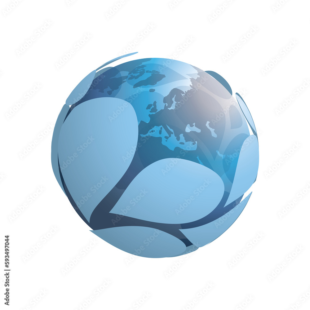 Poster protect the world and all the environment - transparent globe design concept with large petals patte