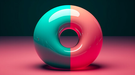 Realistic pink and green swimming circle, generative AI.