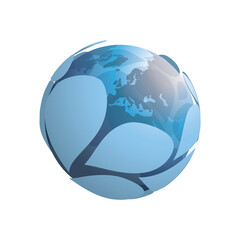 Protect the World and All the Environment - Transparent Globe Design Concept with Large Petals Pattern Surface and Earth Globe Inside on Transparent Background - Multipurpose Illustration