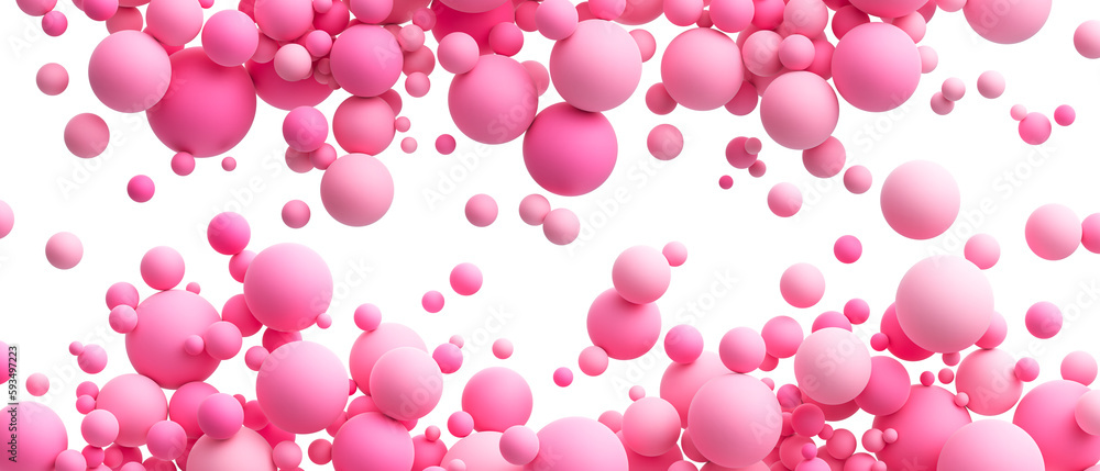 Aufkleber abstract background with pink matte soft chaotic balls in different sizes. pink random flying sphere
