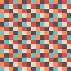 Seamless colorful blocks pattern, Bright check endless print, abstract geometric design, Trendy retro wallpaper, Mosaic background, Color grid ornament