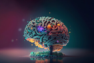 Creative AI brain. Artificial intelligence development concept. AI generated - 593497841