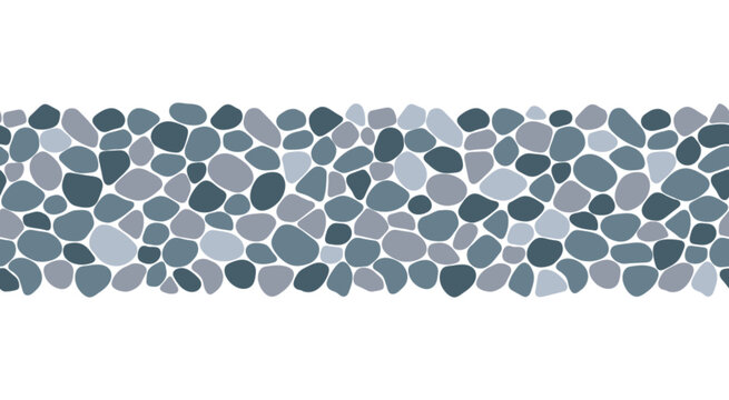 Paving seamless pattern vector illustration. Cute summer repeated background. Pebble, shingle beaches template border for interior designs, beauty, wrapping paper. Doodle sea stones backdrop.