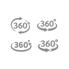 360 degrees view loop vector icon. Three hundred sixty circle arrow symbol.