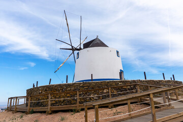 Historic old windmill restored windmill in Aljezur, Portugal