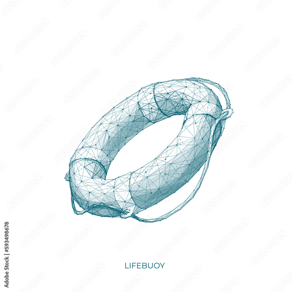 Aufkleber low poly lifebuoy. isolated abstract lifebuoy on white background. digital protection and security c