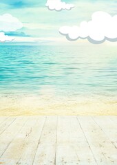 Fototapeta premium Bright and shaded atmosphere summer sea background illustration