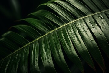 Plakat palm leaf in the detail. Generative AI