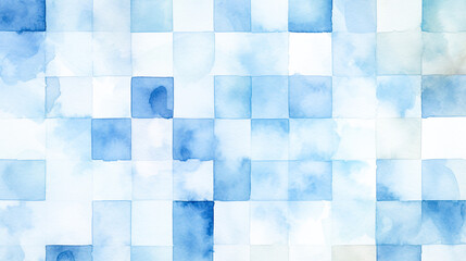 爽やかなブルーの水彩モザイク背景　Generative AI