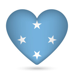 Micronesia flag in heart shape. Vector illustration.
