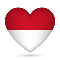 Monaco flag in heart shape. Vector illustration.