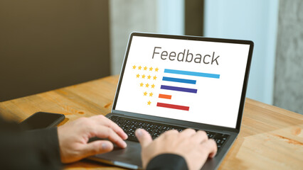 User give rating to service experience on online application, Customer review satisfaction feedback...