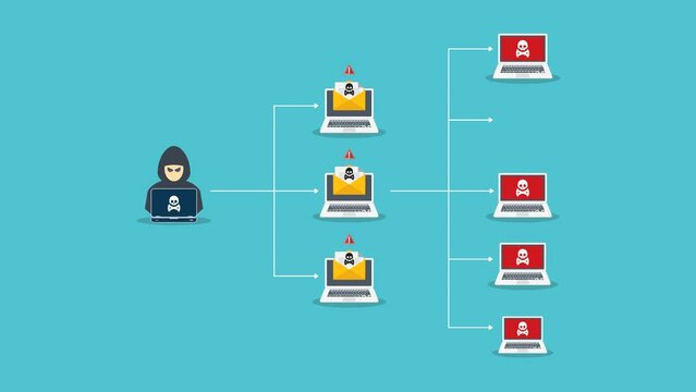 Botnet concept. Robot network malware attack.