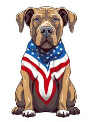 Dog illustration american flag with t-shirt design. Happy 4th Of July USA Independence Day. Generative Ai.