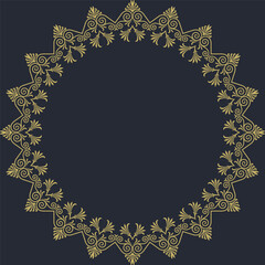 Gold frame with a floral pattern on a black background