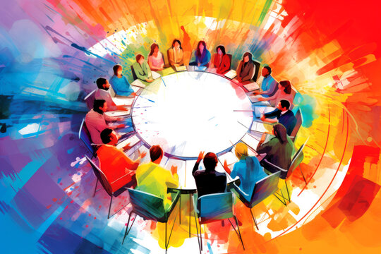 Business people at a team meeting, discussion, brainstorming