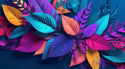 Purple Blue Leaves Background Generative AI