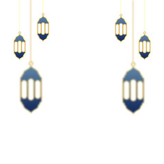 blue gold islamic lamp transparent illustration for islamic element design