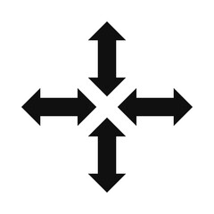 Four Double Arrows Cross Silhouette Icon