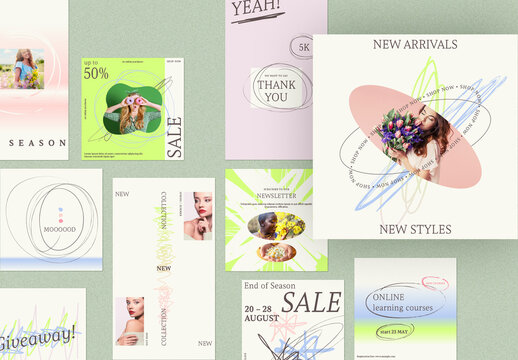 Social Media Layouts with Scribbled Strokes