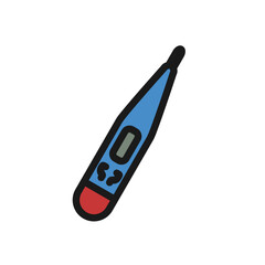 Digital thermometer blue red color fill icon, body temperature meter. Vector illustration in trendy style. Editable graphic resources for many purposes.