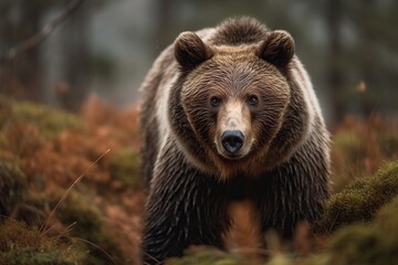 Fototapeta premium Capturing the grace and power of the Cantabrian brown bear