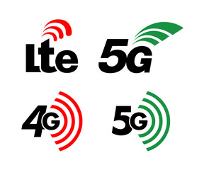 Lte, 4G and 5G Icon vector transparent for app or mobile device. Lte, 3g, 4g and 5g technology icon symbols. Vector.