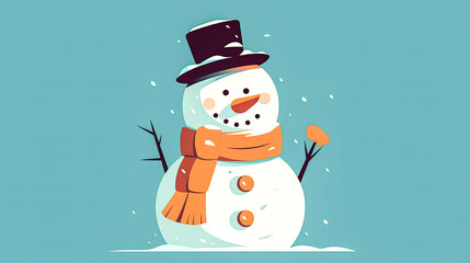 Winter Christmas illustration with snowman, generative AI.