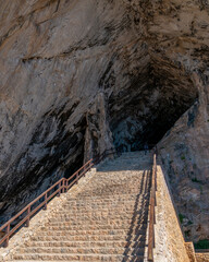 Coves d'arta in Mallorca. Close-up details with stalactites and stalagmites.