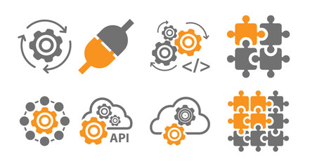 Third party integration icon. Third Party Integration Using Cloud Computing. 3rd Party API. Third-Party Verification. API and App Integration Solutions. Vector. - obrazy, fototapety, plakaty