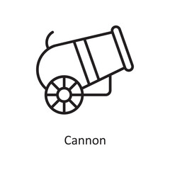 Cannon Vector Outline icon Design illustration. Gaming Symbol on White background EPS 10 File