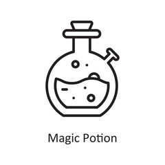 Magic Potion Vector Outline icon Design illustration. Gaming Symbol on White background EPS 10 File